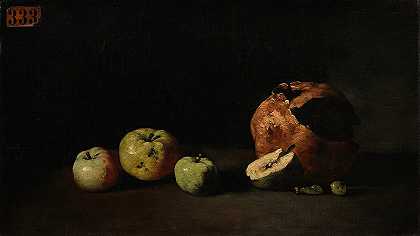西奥多·奥古斯汀·立波特的《苹果和石榴的静物》