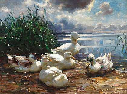 亚历山大·科斯特的《酿造风暴中的基姆西湖上的鸭子》