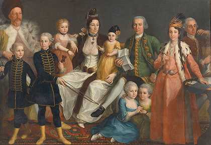 “安托万·德·法夫莱（Antoine De Favray）笔下的大卫·乔治·范·伦内普（1712-97），士麦那荷兰工厂的高级商人，以及他的妻子和孩子