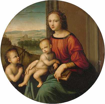 《麦当娜和孩子与婴儿圣约翰施洗者》，斯堪的纳西哀悼大师著