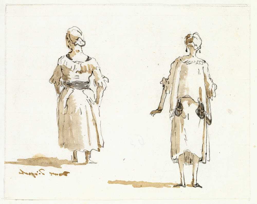 乔瓦尼·多梅尼科·蒂埃波罗《从背后看两个女人的漫画》