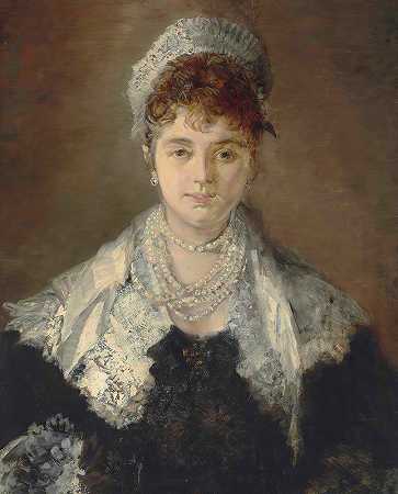 《一位女士的肖像，可能是约翰娜（汉娜）伊丽莎白·玛丽亚·冯·克林科什，列支敦士登的阿洛伊斯公主》，作者：汉斯·马卡特