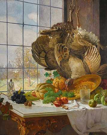 卡尔·莫尔的《艺术家工作室的秋天静物》