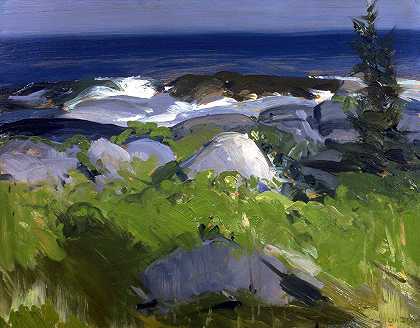 乔治·韦斯利·贝洛斯（George Wesley Bellows）的《藤蔓海岸》（Vine Clad Shore Monhegan Island）