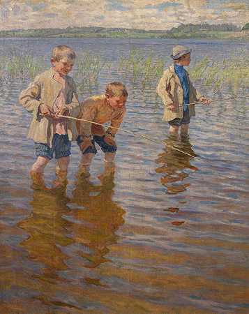 尼古拉·博格丹诺夫·贝尔斯基的《中游钓鱼》