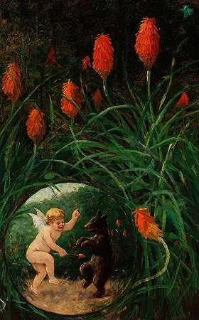 弗雷德里克·斯图亚特·丘奇的《花园里的仙子和熊》