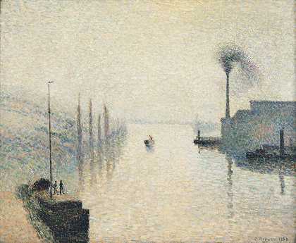 Camille Pissarro的《L’Île Lacroix，鲁昂（雾的效果）》
