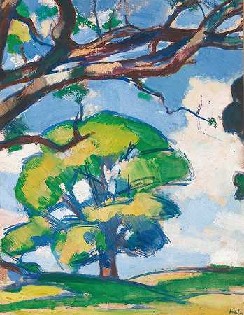 塞缪尔·约翰·佩普洛的《树木，道格拉斯霍尔》