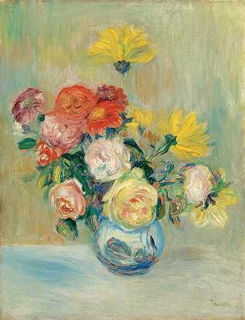 “玫瑰和大丽花花瓶-皮埃尔·奥古斯特·雷诺阿