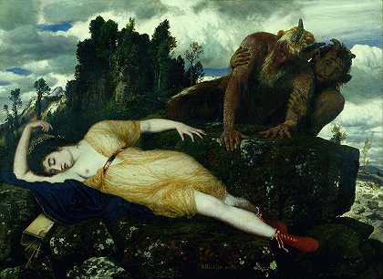 阿诺德·伯克林的《两个牧神注视着沉睡的戴安娜》