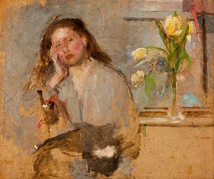 奥尔加·博兹南斯卡的《少女肖像素描》