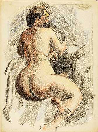 卡尔·纽曼的《坐着的裸女》