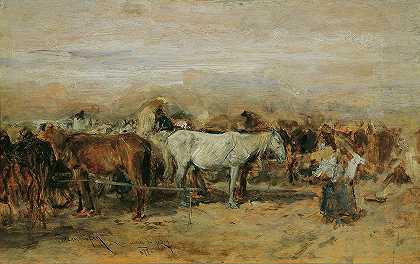 奥古斯特·冯·佩滕科芬（August von Pettenkofen）的《索尔诺克二世的马市场》