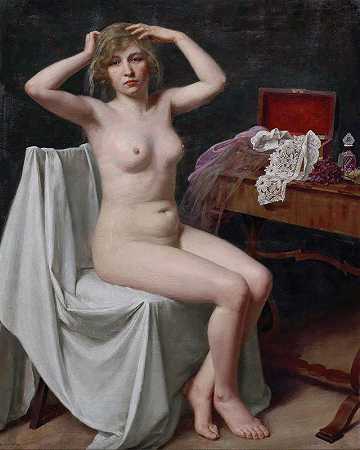 保罗·肖尔茨的《带面纱的裸体女性》