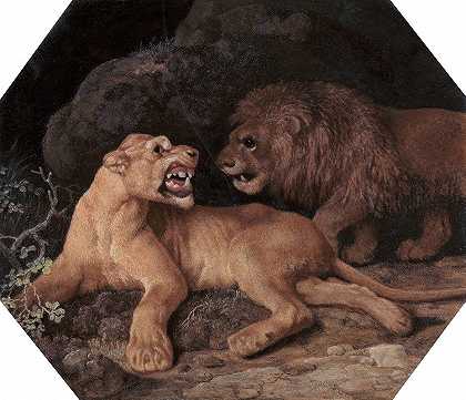 乔治·斯塔布斯的《狮子与狮子》