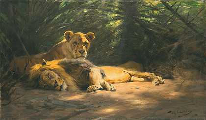 Wilhelm Kuhnert的《狮子窝》