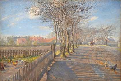 西奥多·菲利普森（Theodor Philipsen）的《乡间小巷与树木》（Country Lane with Trees.Kastrup）