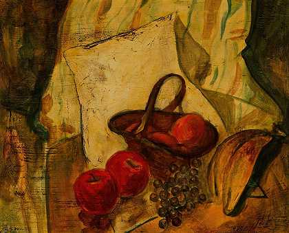 阿尔弗雷德·亨利·莫勒的《篮子里的水果静物》