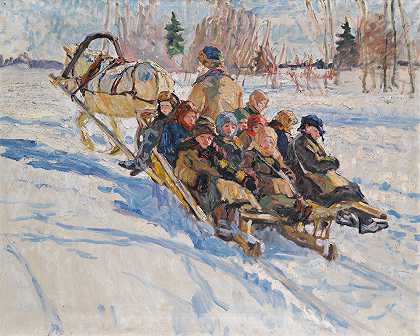 尼古拉·博格丹诺夫·贝尔斯基的《儿童乘坐雪橇》