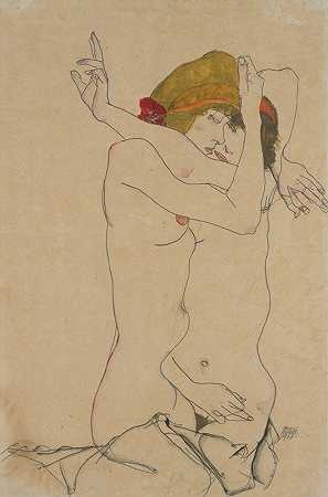 埃贡·席勒《拥抱的两个女人》