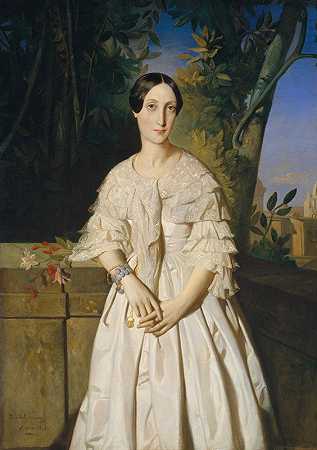 “Maubourg伯爵夫人（Marie Louise Charlotte Gabrielle Thomas de Pange，1816-1850），作者：Theodore Chasseriau