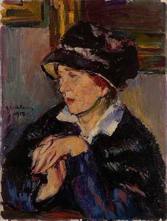 安东·费斯塔尔的《戴黑帽子的女人》