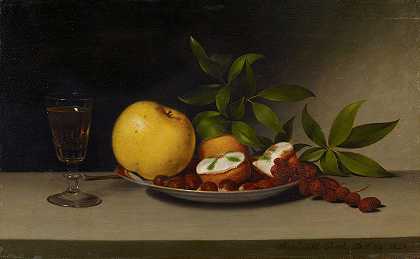 拉斐尔·皮尔的《水果、蛋糕和葡萄酒的静物》
