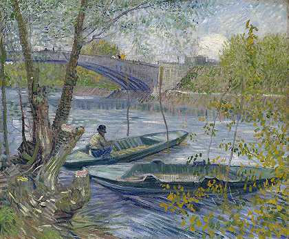 文森特·梵高的《春天的钓鱼，克里希桥》