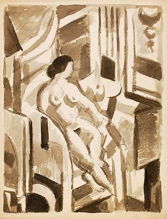 卡尔·纽曼的《坐着的裸女3》