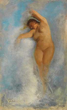 威廉·特吕布纳的《海浪泡沫中的女性裸体》