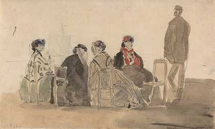 Eugène Boudin《四位女士坐在特鲁维尔》