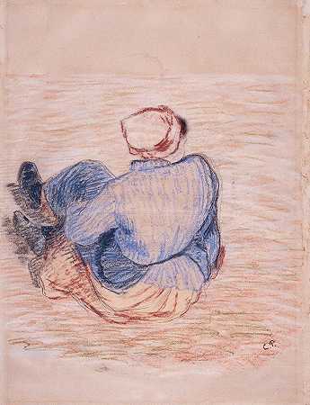 卡米尔·皮萨罗的《坐在地上的农民女孩》