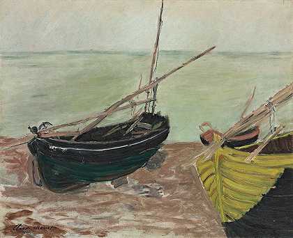 克劳德·莫奈（Claude Monet）在Étretate海滩上的船只研究