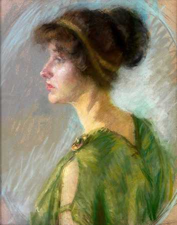 爱丽丝·派克·巴尼的《穿绿衣服的年轻女人》