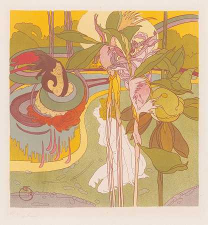 乔治·德·费厄的《女人在花园里获得视觉》