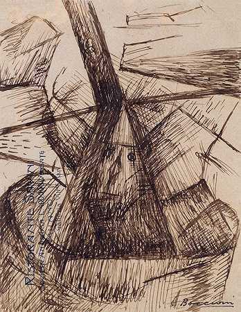 Umberto Boccioni的“头部与窗户融合研究”