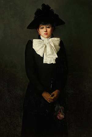 安娜·比林斯卡·博赫达诺维奇（Anna Bilinńska Bohdanovicz）的《一位手持玫瑰的年轻女子的肖像》
