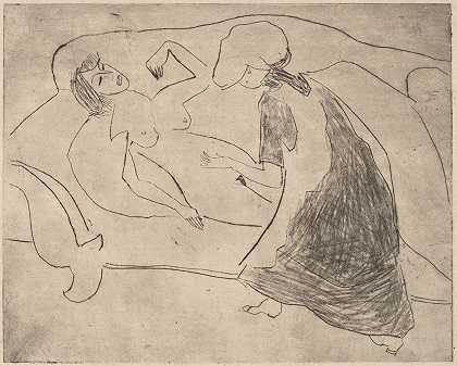 恩斯特·路德维希·凯尔希纳（Ernst Ludwig Kirchner）的《另一个揉肚子的女孩》