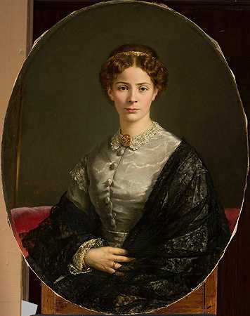 阿达尔伯特·贝加斯（Adalbert Begas）的《戴蕾丝围巾的女士肖像》