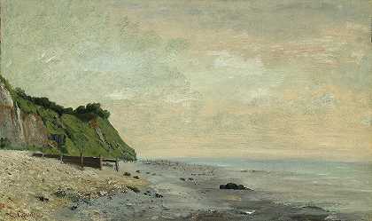 “海边的悬崖小海滩，日出（海边的悬崖，看到小海滩，日出）古斯塔夫·库尔贝