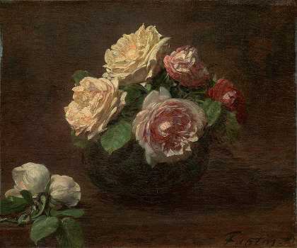 亨利·范丁·拉图尔的《碗里的玫瑰》