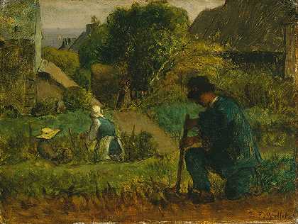 让-弗朗索瓦·米勒的《花园场景》