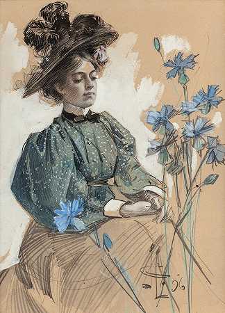 J.C.Leyendecker的《带花的女士》