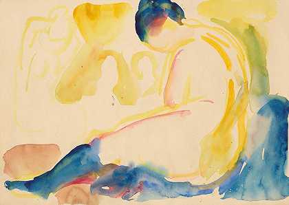 爱德华·蒙克的《穿着蓝色长袜的坐着的裸女》