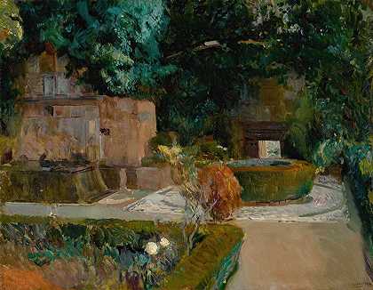 华金·索罗拉的《阿达尔维斯花园，阿罕布拉宫，格拉纳达》
