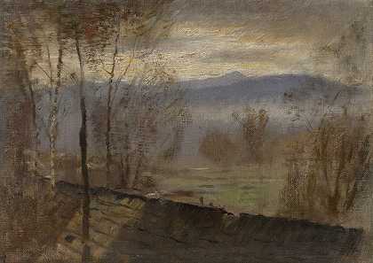 Ladislav Mednyánszky的《清晨的河流风景》