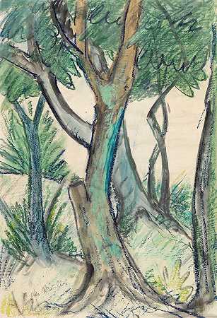 奥托·穆勒的《前景是树木的风景》