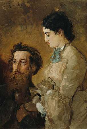 安东·罗马科（Anton Romako）的雕塑家莱因霍德·贝加斯（Reinhold Begas）和他的妻子玛格丽特（Margarethe）