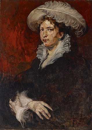 约瑟夫·弗兰克·库里的《戴羽绒帽的女士》