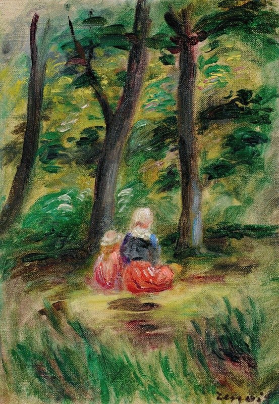 《风景中的女人和孩子》，皮埃尔·奥古斯特·雷诺阿